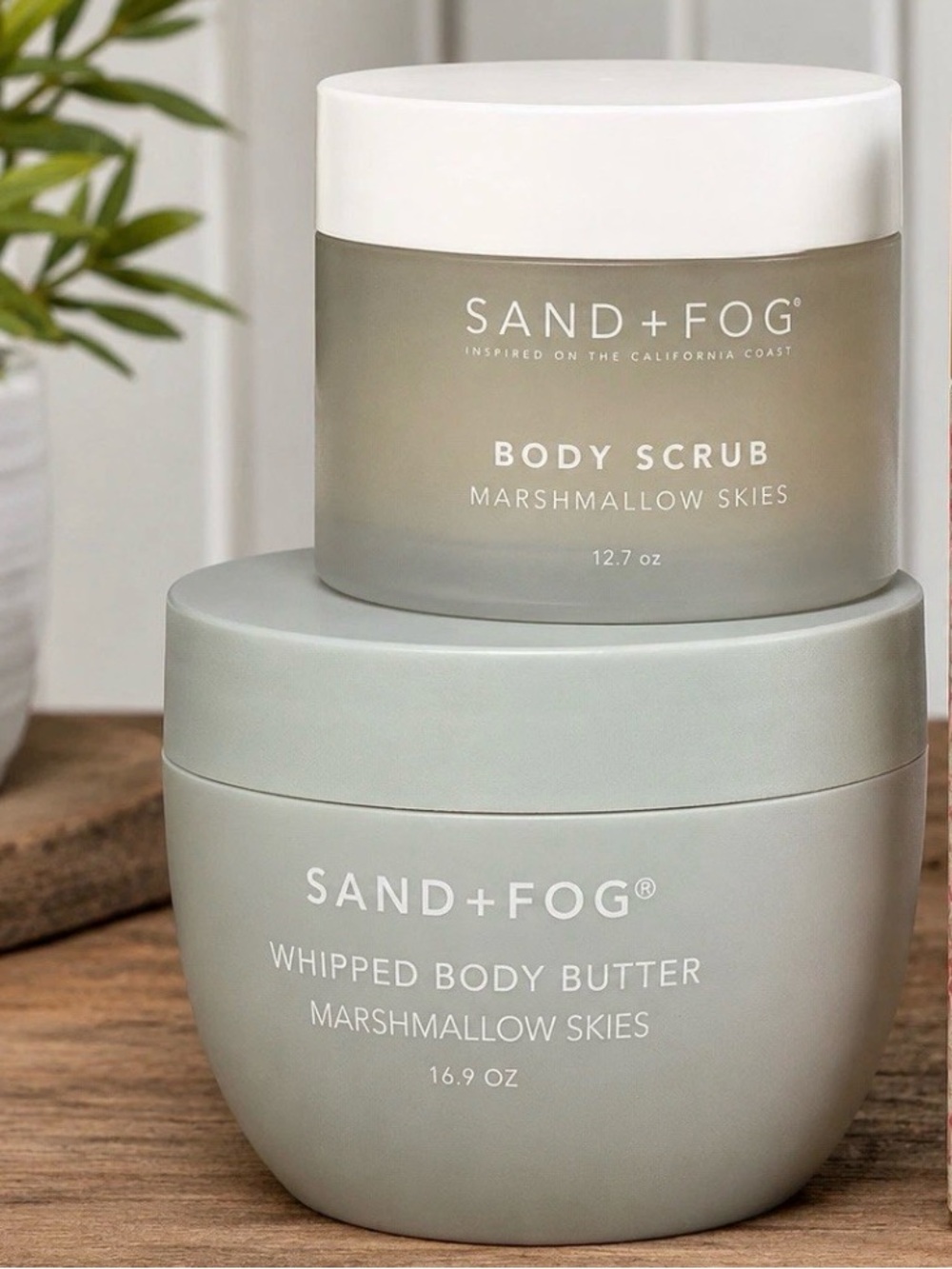 SAND+FOG Marshmallow Skies Whipped Body Butter & Body Scrub set